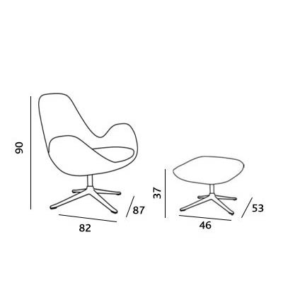 ca. 87 x 82 x 90H cm - mit Hocker