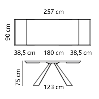 ca. 180/257 x 90 x 75H cm