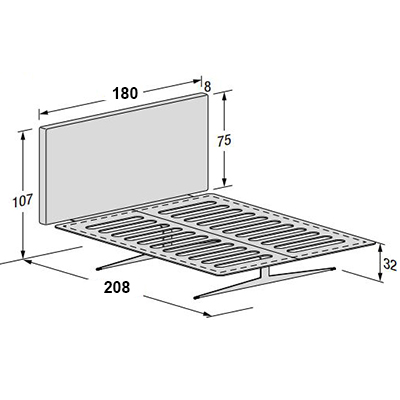 ca. 180x208x107H cm (LF 180x200 cm)