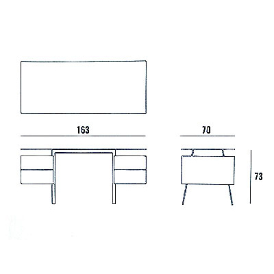 ca. 163 x 70 x 73H cm - 2 Doppelschubladen