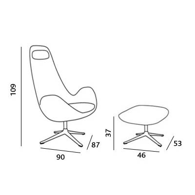 ca. 87 x 90 x 109H cm - mit Hocker