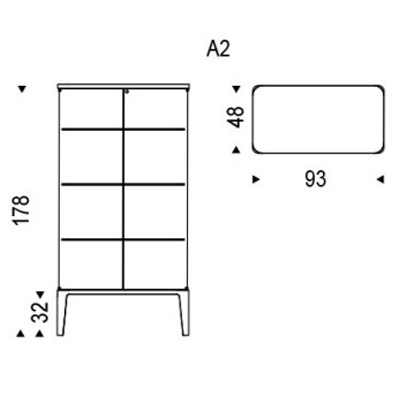 ca. 93 x 48 x 178H cm