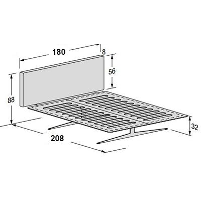 ca. 180x208x88H cm (LF 180x200 cm)