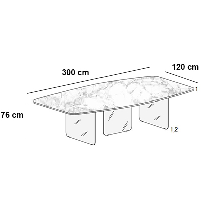 ca. 300x120x76H cm (abgerundet)