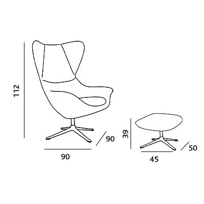 ca. 90 x 90 x 120H cm - mit Hocker