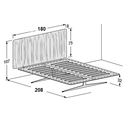 ca. 196x208x107H cm (LF 180x200 cm)