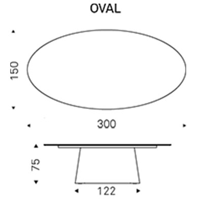 ca. 300 x 150 x 75H cm (OVA)