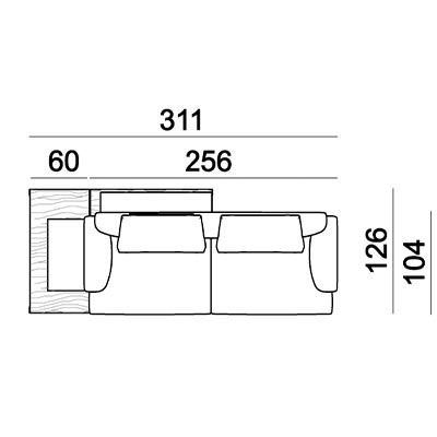 ca. 311 x 126 x 90H cm - Tisch links