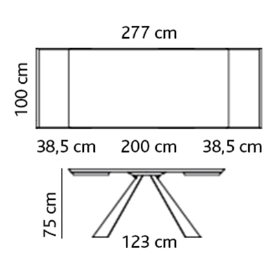 ca. 200/277 x 100 x 75H cm