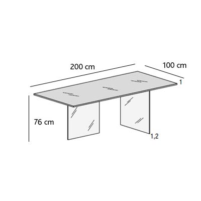 ca. 200 x 100 x 76H cm