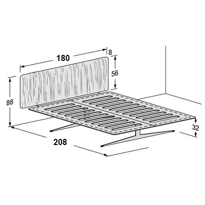 ca. 196x208x88H cm (LF 180x200 cm)