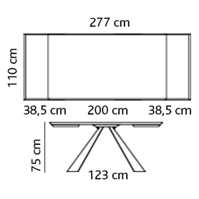 ca. 200/277 x 110 x 75H cm