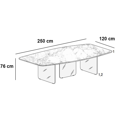 ca. 250x120x76H cm (abgerundet)