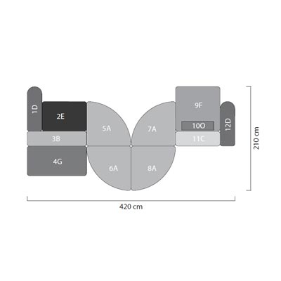 ca. 420 x 210 x 37H cm - Set 2