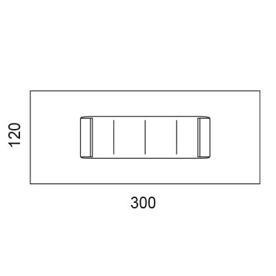 ca. 300 x 120 x 75H cm (eckig)