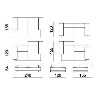 ca. 240 x 120-155 cm - ohne Absteppung