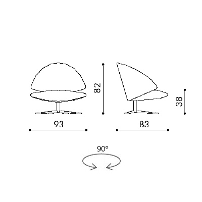 ca. 93 x 83 x 82H cm - drehbar