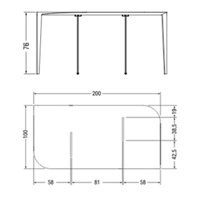 ca. 200 x 100 x 76H cm