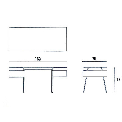 ca. 163 x 70 x 73H cm - 2 Einzelschubladen