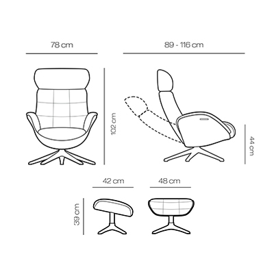 ca. 90 x 89 x 107H cm - mit Hocker