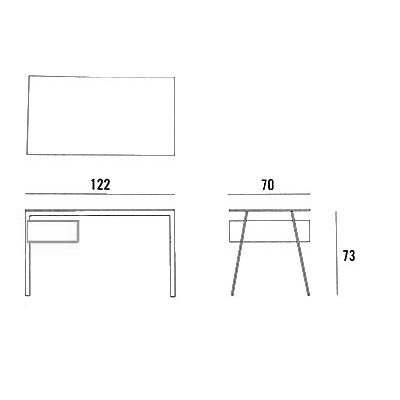 ca. 122 x 70 x 73H cm - Einzelschublade links