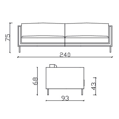 ca. 240 x 93 x 75H cm