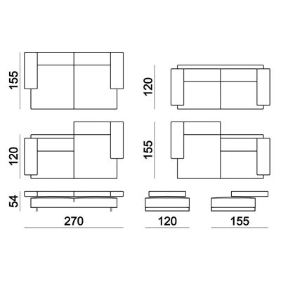 ca. 270 x 120-155 cm - ohne Absteppung