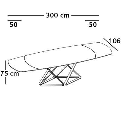 ca. 200-300 x 106 x 75H cm