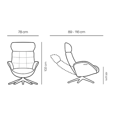 ca. 78 x 89-116 x 102H cm - ohne Hocker