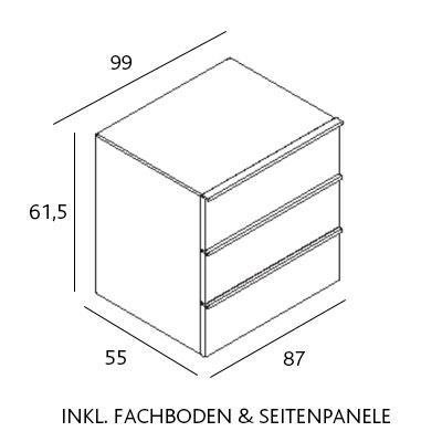 ca. 99 x 61H cm - Schubkasten